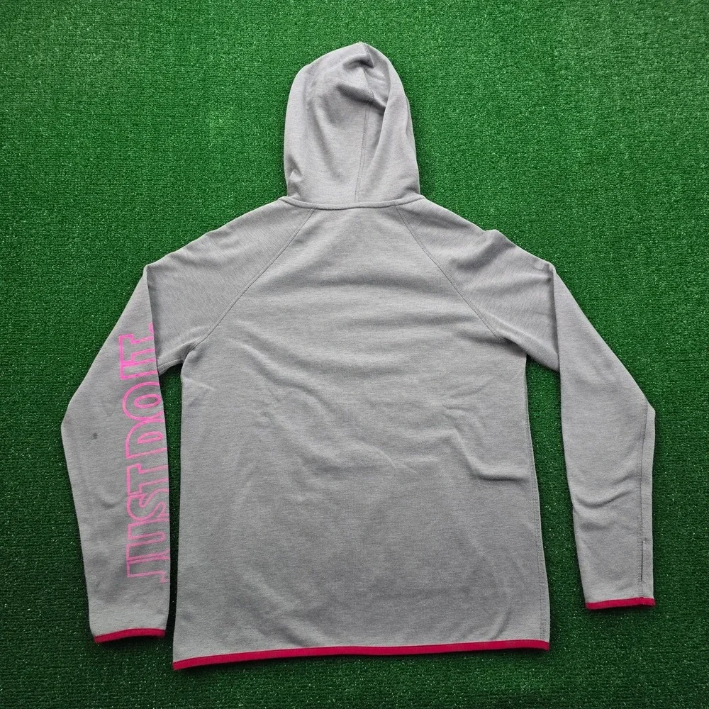 Nike Hoodie Womens Medium Gray Therma Dri-Fit Fleece Sweatshirt Casual‎ Pullover